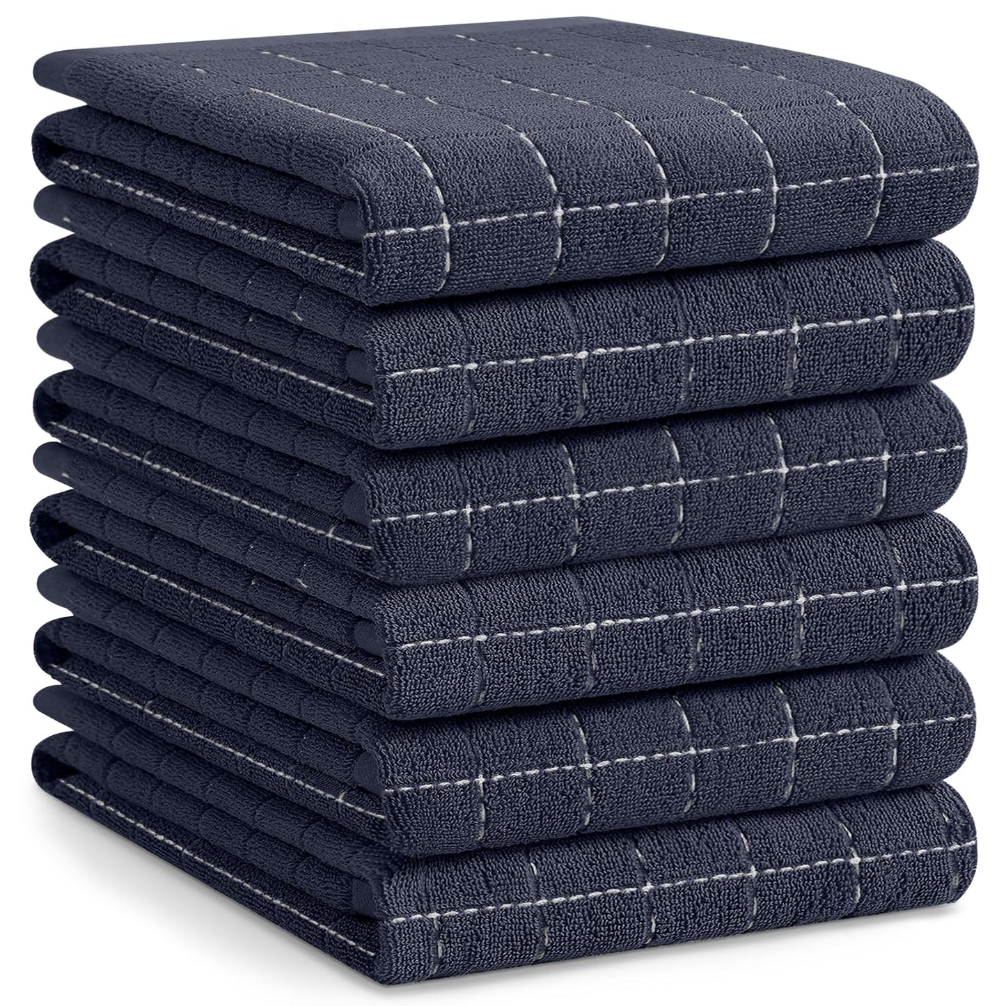 Homaxy 100% Cotton Terrycloth Check Design Dish Cloths & Dish Towels, Soft and Absorbent, Perfect for Kitchen Drying and Washing