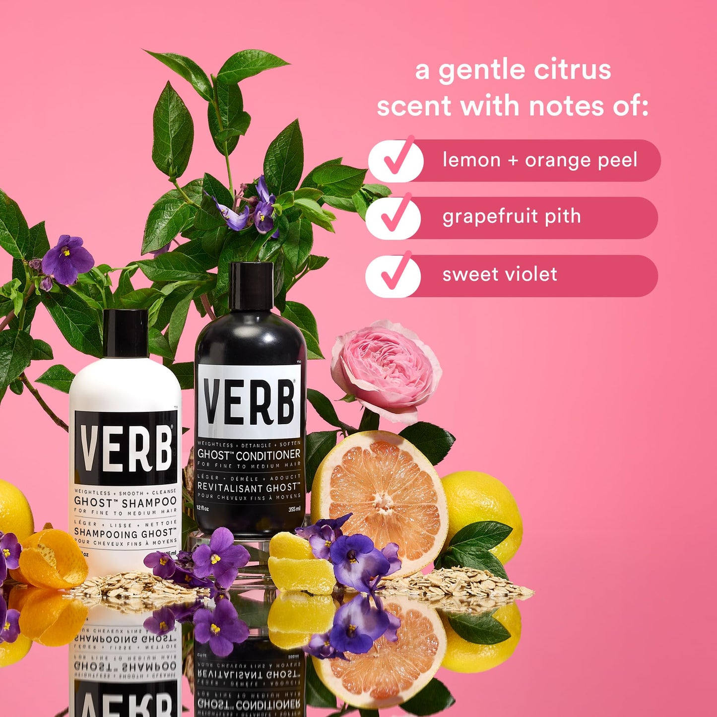VERB Ghost Shampoo & Conditioner Duo Set - Infused with Moringa Oil - Cleanses + Moisturizes Fine and Weighed Down Hair - Vegan, No Parabens or Harmful Sulfate