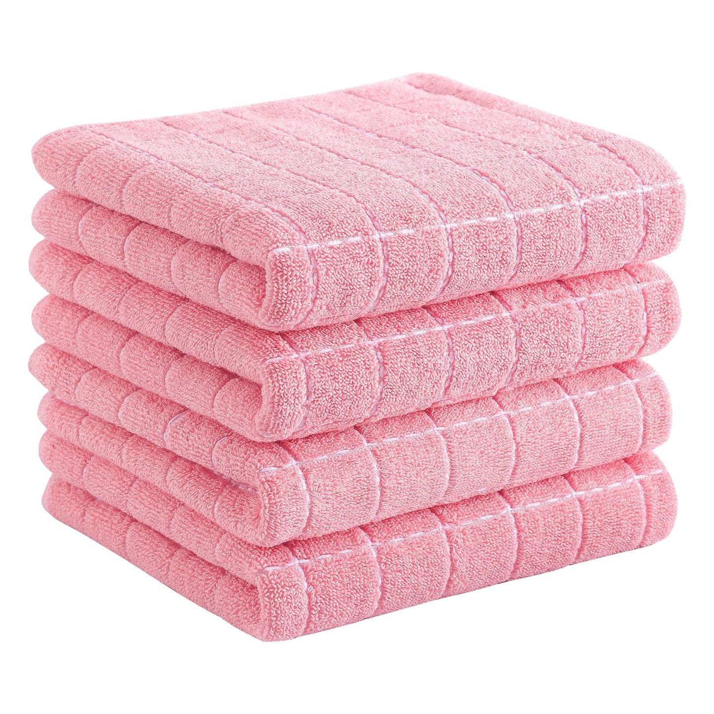 Homaxy 100% Cotton Terrycloth Check Design Dish Cloths & Dish Towels, Soft and Absorbent, Perfect for Kitchen Drying and Washing
