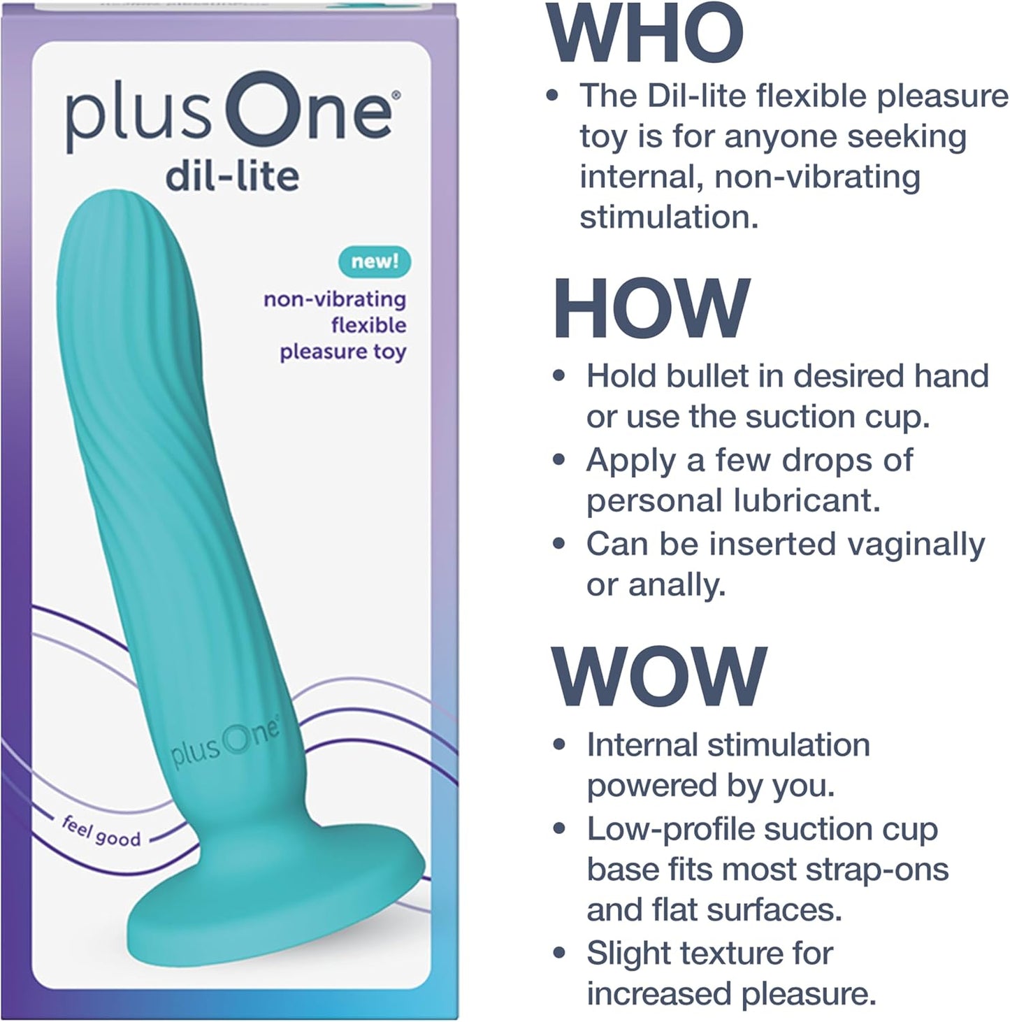 plusOne Dil-lite Internal Stimulator Flexible Non-Vibrating Dildo Teal
