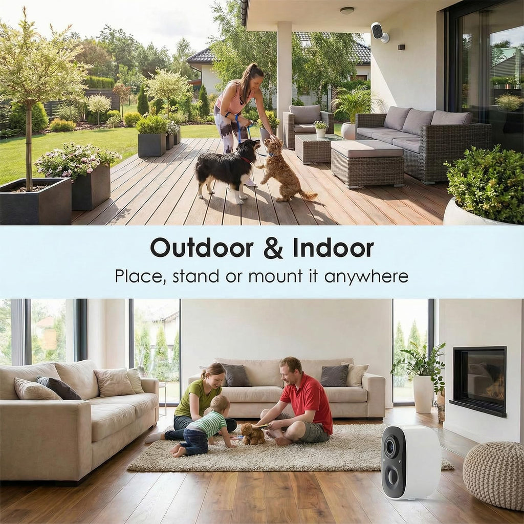GMK Security Cameras Wireless Outdoor, WiFi Battery Powered Camera, 2-Way Talk IP65 Waterproof, Remote Access, Cloud/SD Storage
