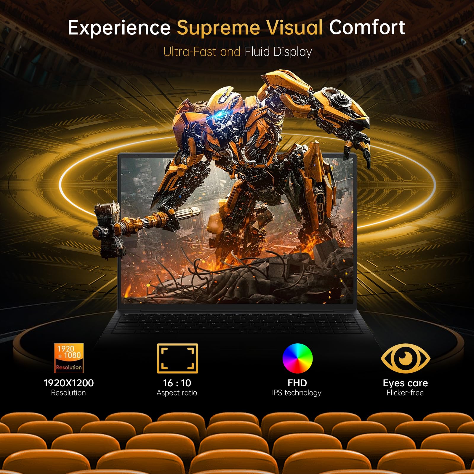 EYY 16" Laptop Computer Intel Core i5 Processor, Windows 11 Pro Laptop 16GB(8+8) RAM 512GB SSD, 1920 x 1200 FHD 16:10 Display, MS Office 2024, Notebook with Backlit Keyboard, BT5.0, HDMI