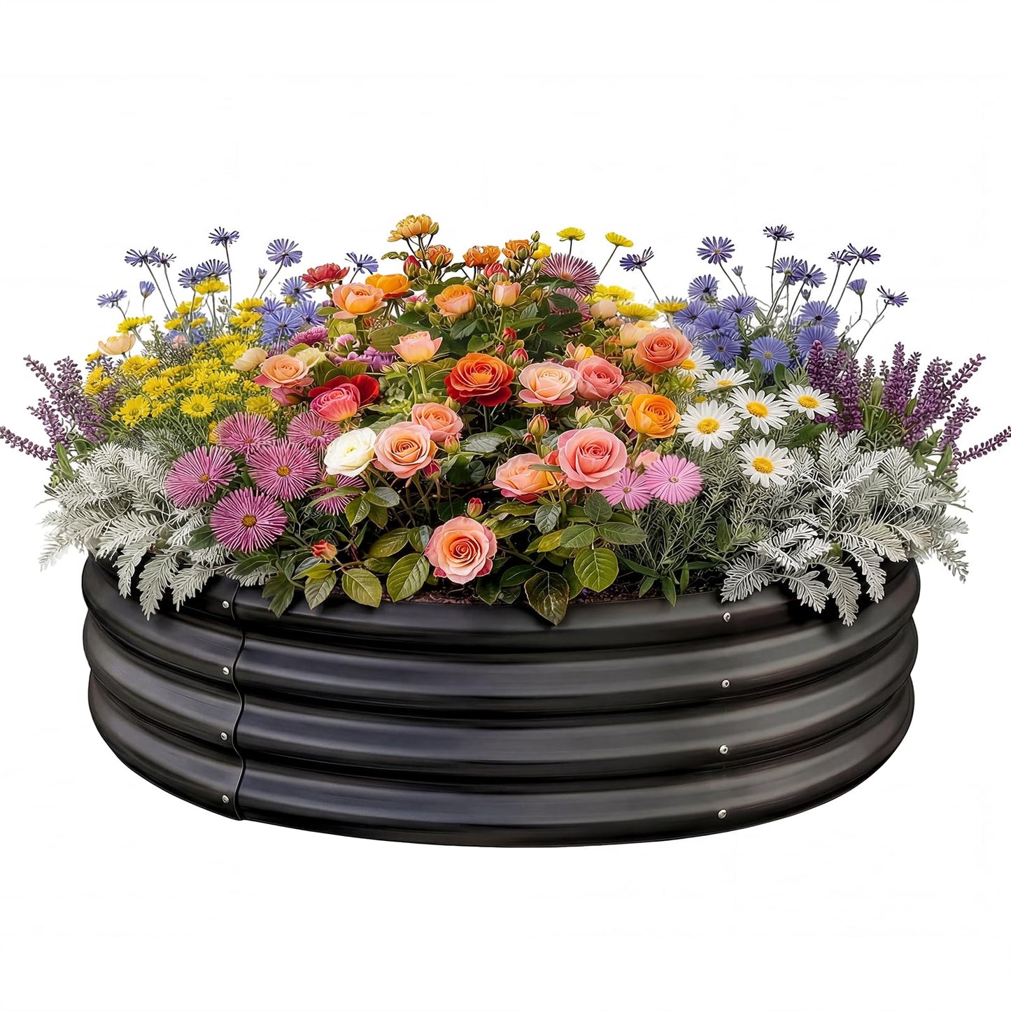 Land Guard Galvanized Raised Garden Bed Kit, Galvanized Planter Raised Garden Boxes Outdoor, Round Large Metal Raised Garden Beds for Vegetables ……