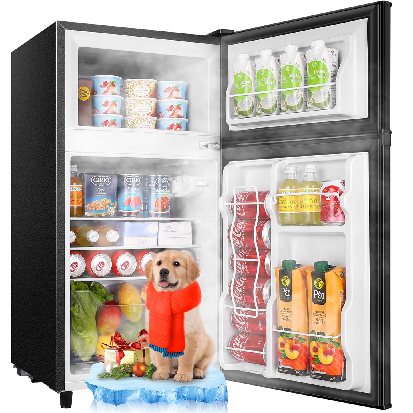 WANAI 3.5 Cu.Ft Mini Fridge With Freezer Compact Refrigerator with Freezer,7 Level Adjustable Thermostat Removable Shelves Small Refrigerator for Office Dorm Apartment