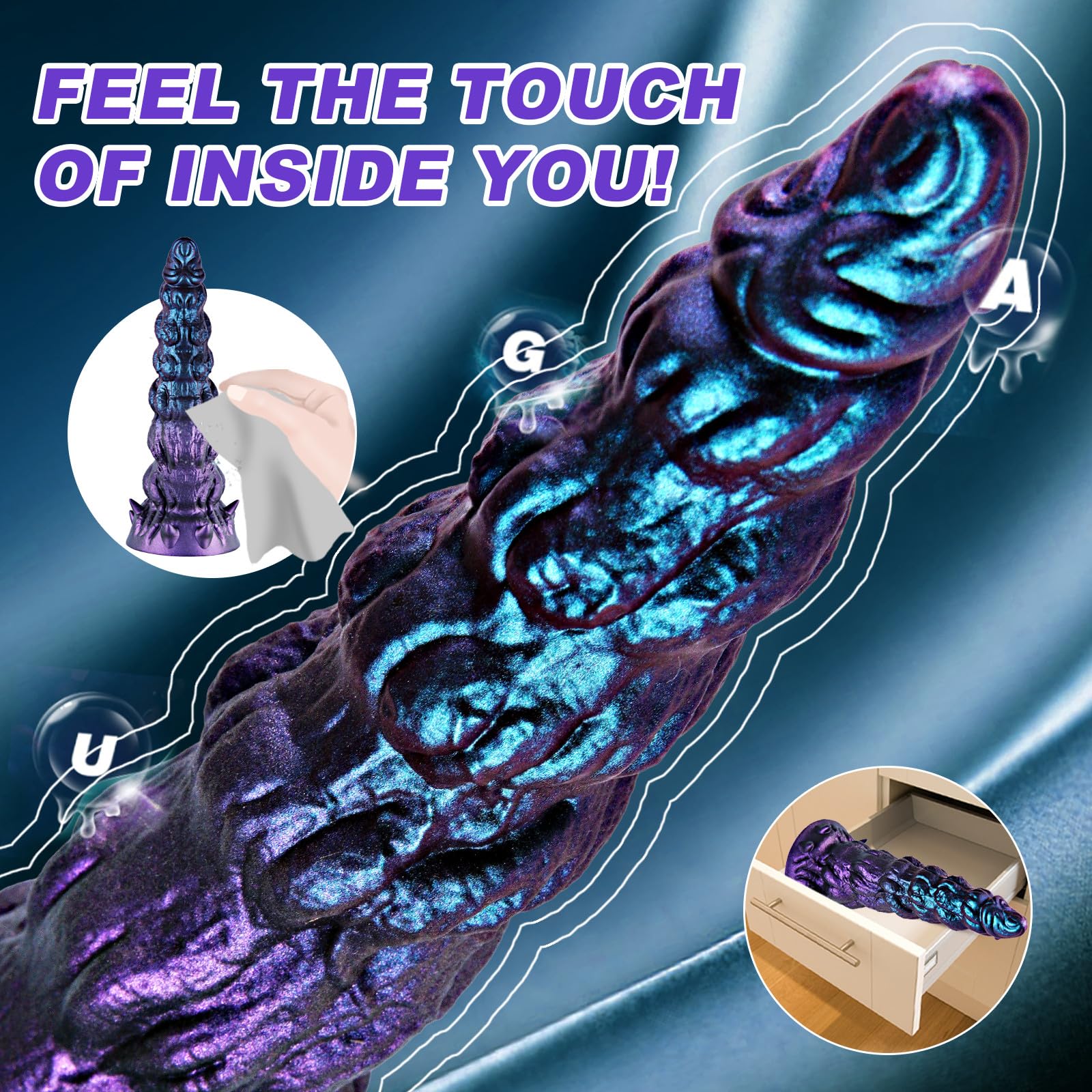 7.3" Small Beginner Ribbed Dildo, Fantasy Anal Silicone Dildo,Alien Cute Tapered Penis with Big Suction Cup for G-Spot, Vaginal & Anal Stimulation,Monster Adult Toy for Men,Women Play