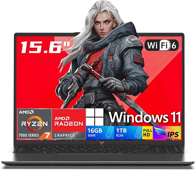 KONZID LX15PRO Gaming Laptop Ryzen 7 16GB 1TB 15.6 Inch