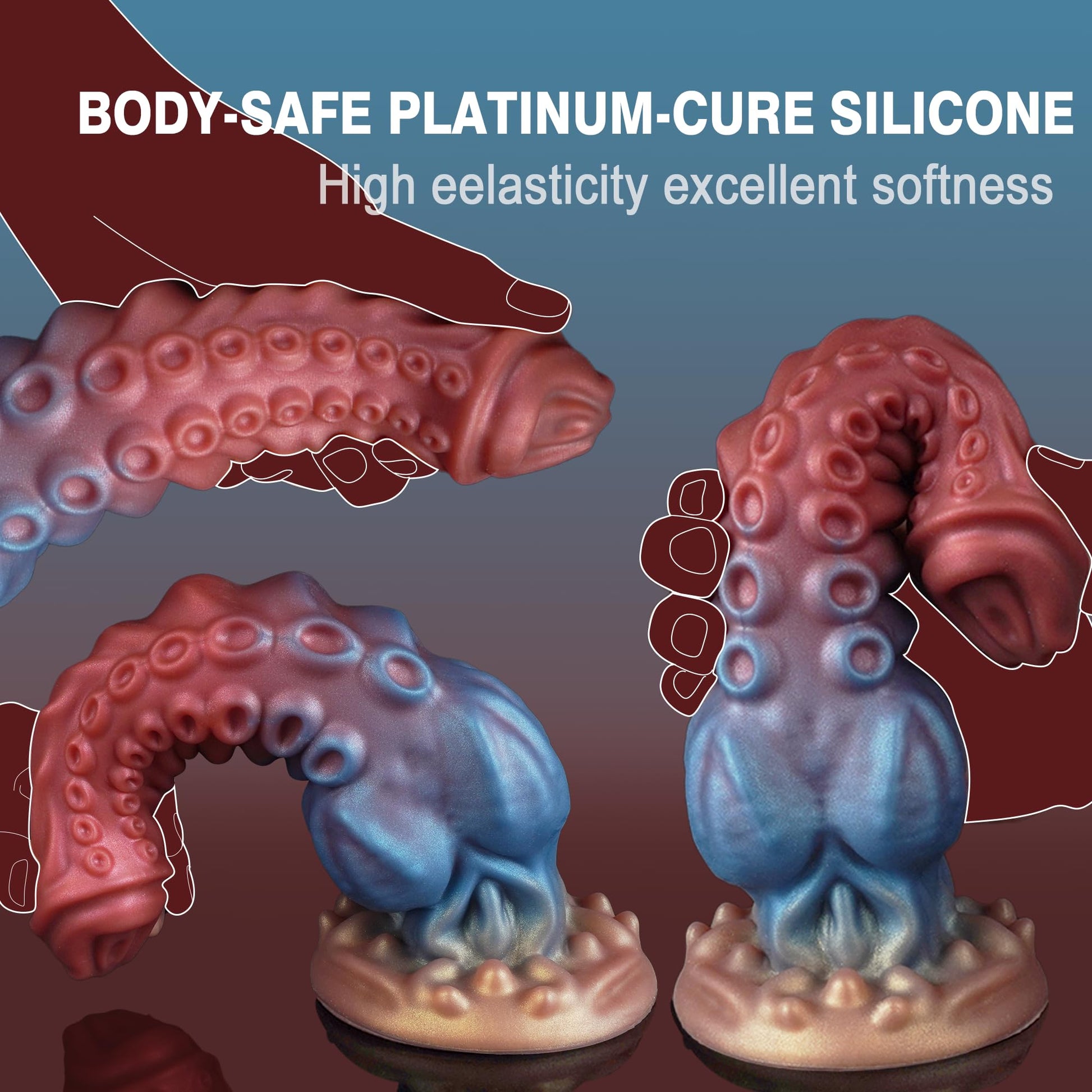 9.7in Huge Fantasy Monster Tentacle Dildo, Large Dragon Horse Thick Anal Knot Giant Big Dog Alien Silicone Knotted Dildo with Suction Cup, Adult Prostate Sex Toys for G Spot Gay Men Women