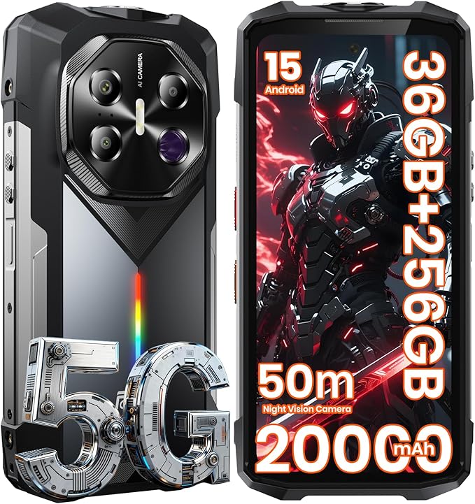 FOSSIBOT F113 Rugged 5G Smartphone 20000mAh Battery 36GB 256GB Grey