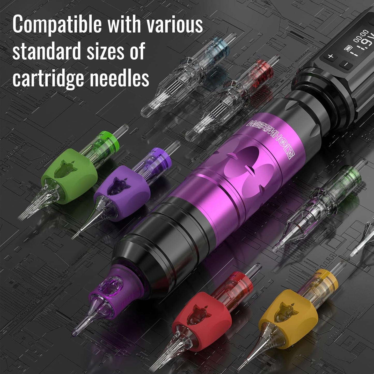 Wormhole Tattoo Wireless Machine Kit 1200mAh Batteries Purple