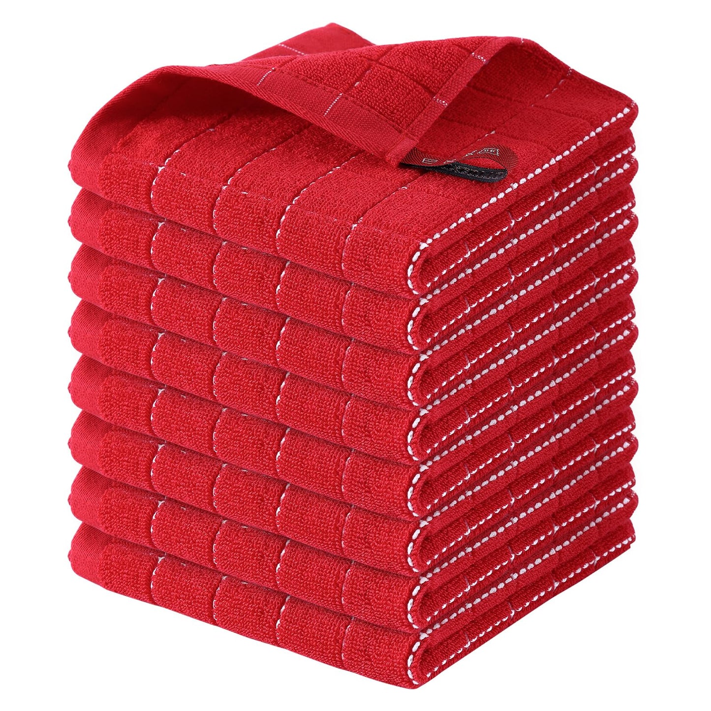 Homaxy 100% Cotton Terrycloth Check Design Dish Cloths & Dish Towels, Soft and Absorbent, Perfect for Kitchen Drying and Washing
