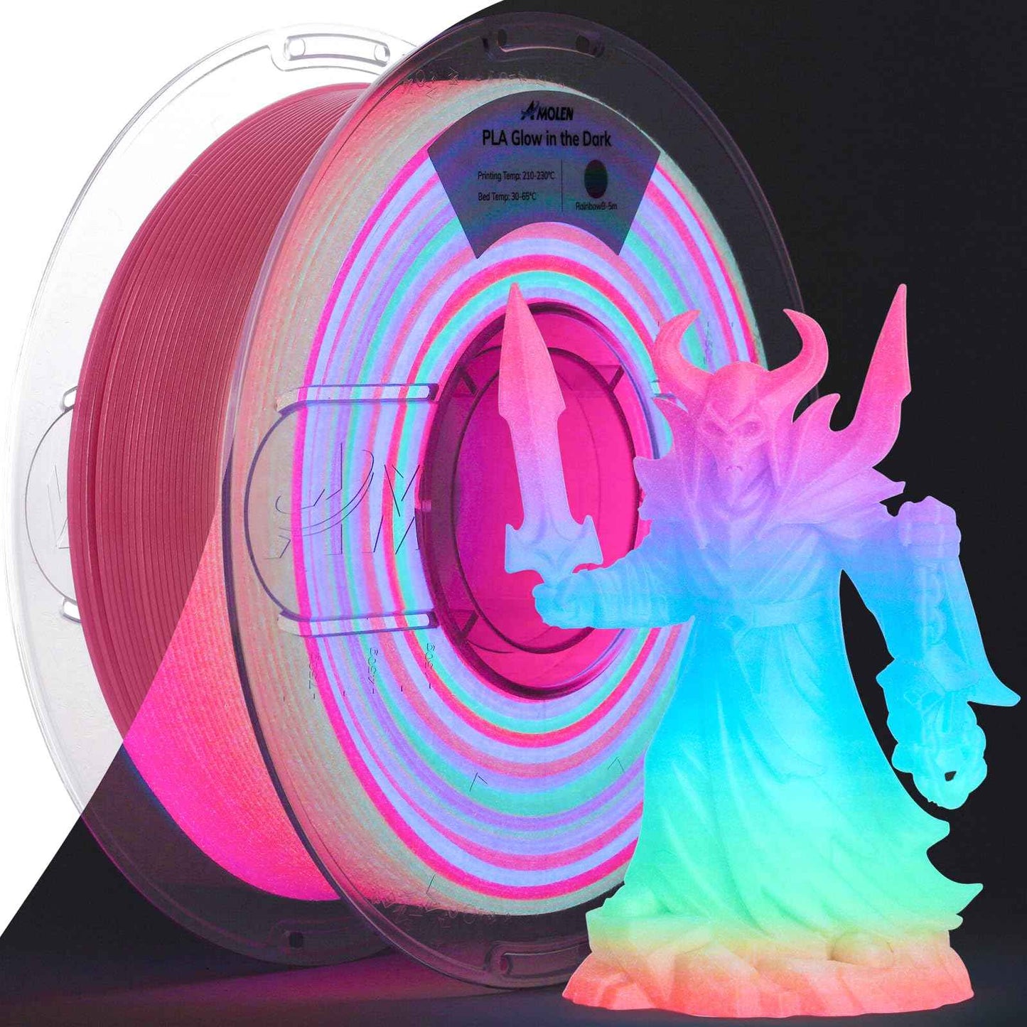 AMOLEN Glow in The Dark PLA Filament, 1.75mm PLA 3D Printer Filament