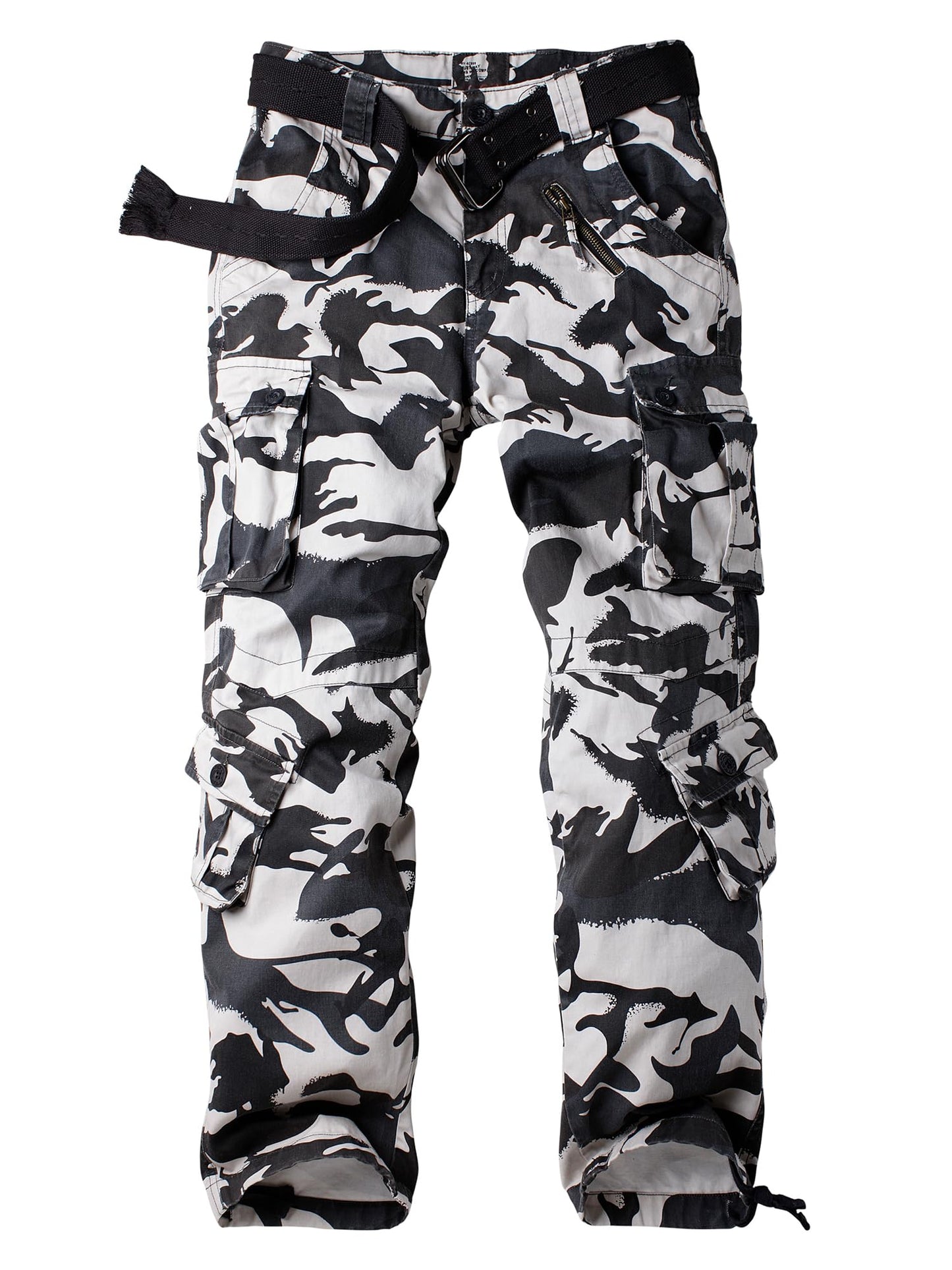 AKHIKING Men's Camo Cargo Work Pants Cotton Tactical Ripstop Casual Combat Pants with 8 Pockets