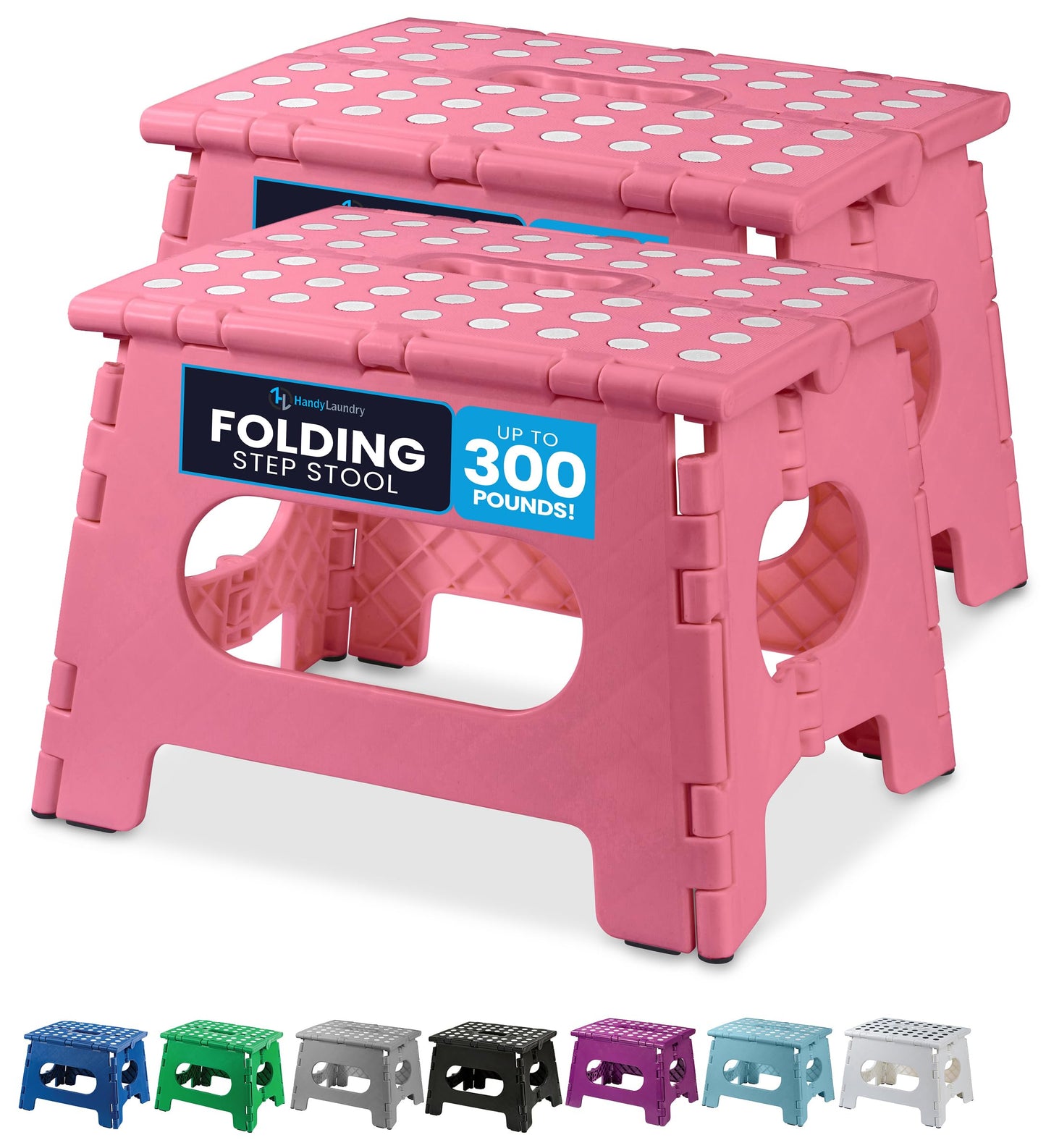 Handy Laundry Folding Lightweight Step Stool - Sturdy Enough to Support Adults and Safe Enough for Kids - Opens Easy with One Flip - Great for Kitchen, Bathroom or Bedroom