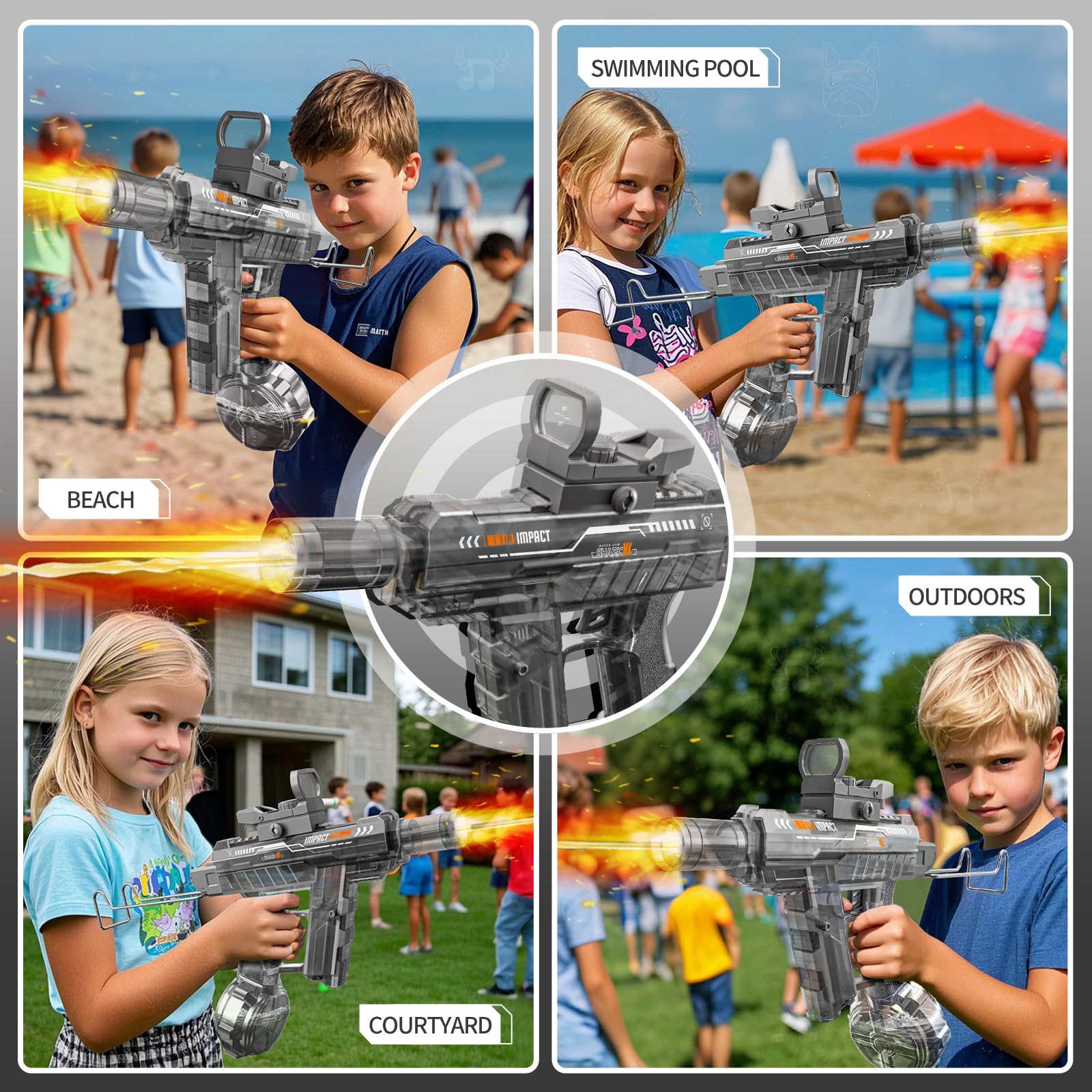 Electric Water Gun for Adults Kids,Realistic SMG,Rechargeable,Automatic Squirt Watergun,Pool Party Outdoor Toy,Summer Battle Game,Long Range,2026 Super Powerful LED Blaster Electric Water Guns