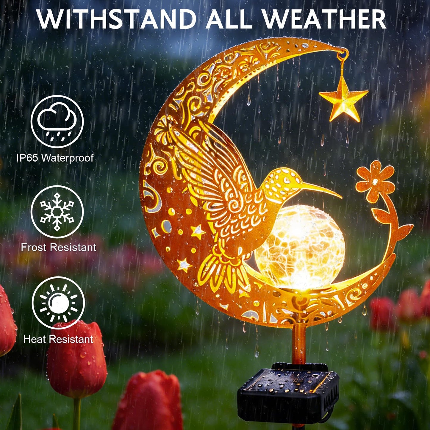 ZNYCYE Solar Lights Outdoor Decorative Moon Solar Stake Lights Pathway Lights Gardening Gifts for Mom Grandma Friends, Fairy Garden Decor Waterproof for Walkway, Yard, Lawn, Patio