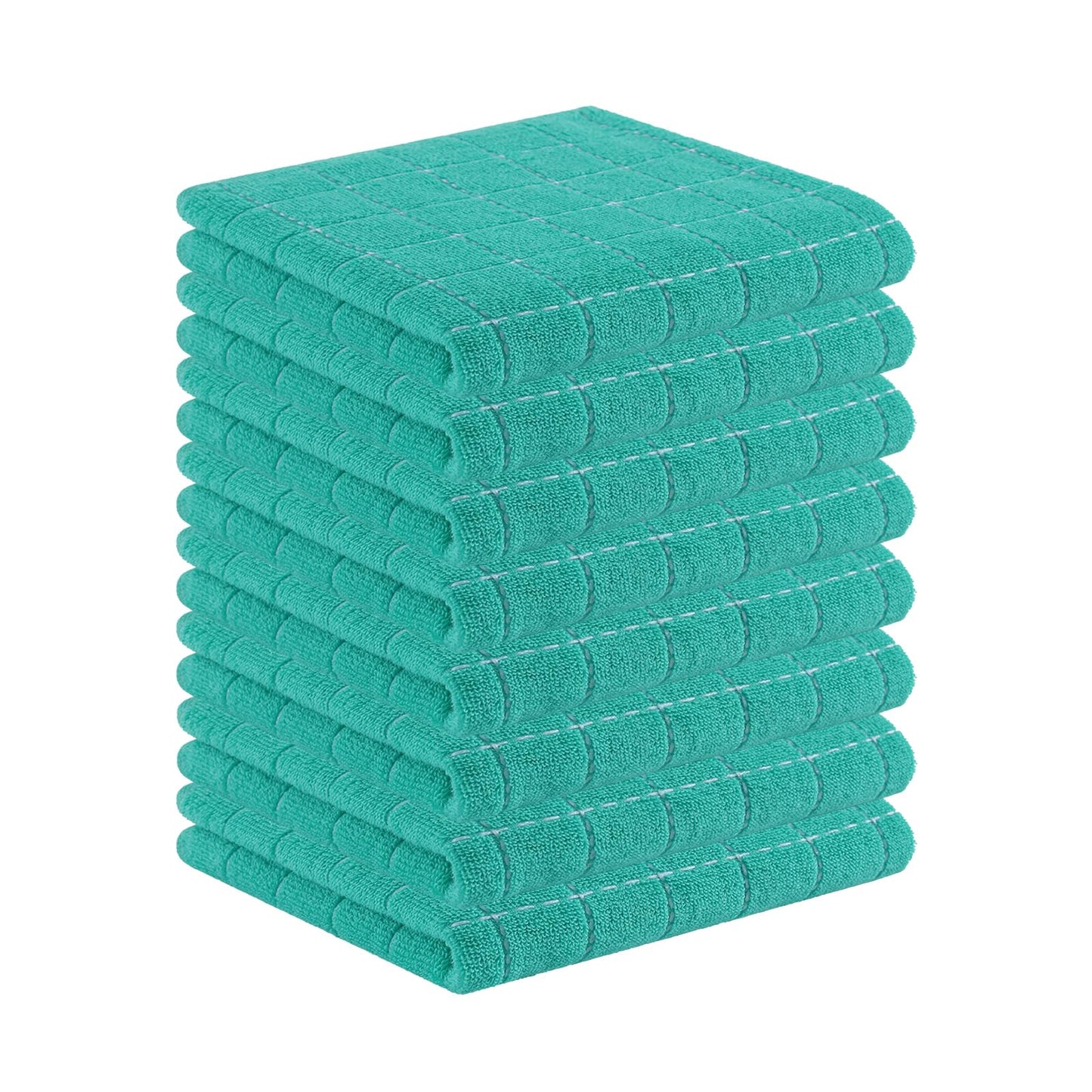 Homaxy 100% Cotton Terrycloth Check Design Dish Cloths & Dish Towels, Soft and Absorbent, Perfect for Kitchen Drying and Washing