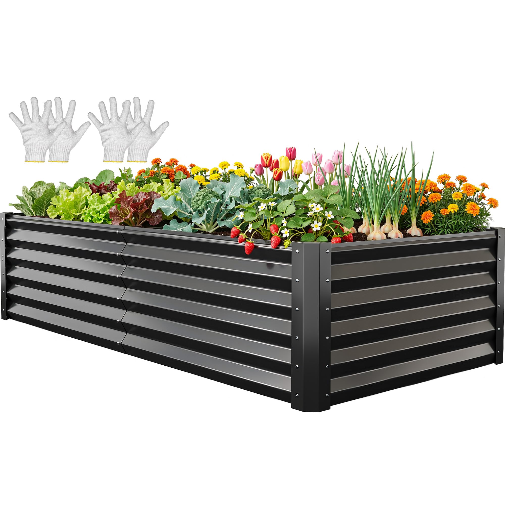YITAHOME Raised Garden Bed Kit with Gloves, Ground Nails, Support Rod-1