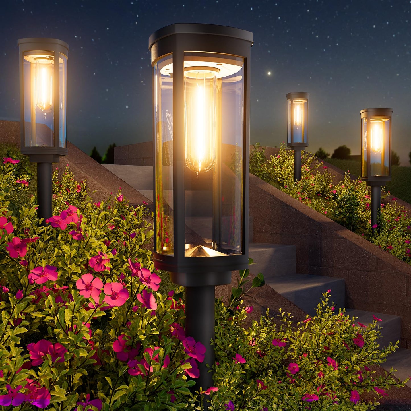 BITPOTT Solar Pathway Lights Waterproof, Solar Garden Decorative Landscape Lights for Walkway Driveway Lawn Patio Side Walk Yard Decor