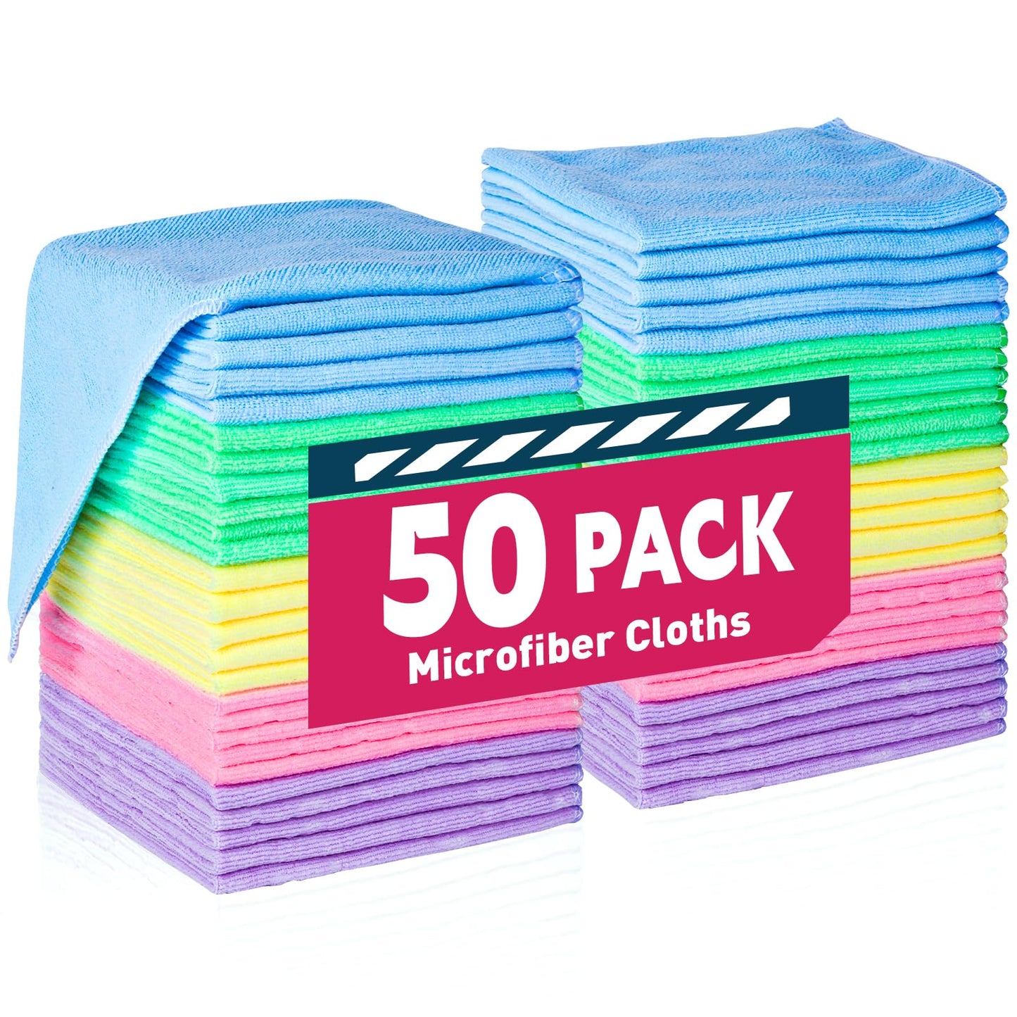 TEAWOO Microfiber Towels Bulk, Cleaning Cloths, Microfiber Towels for Cars, Cleaning Rags (12x12 inches)