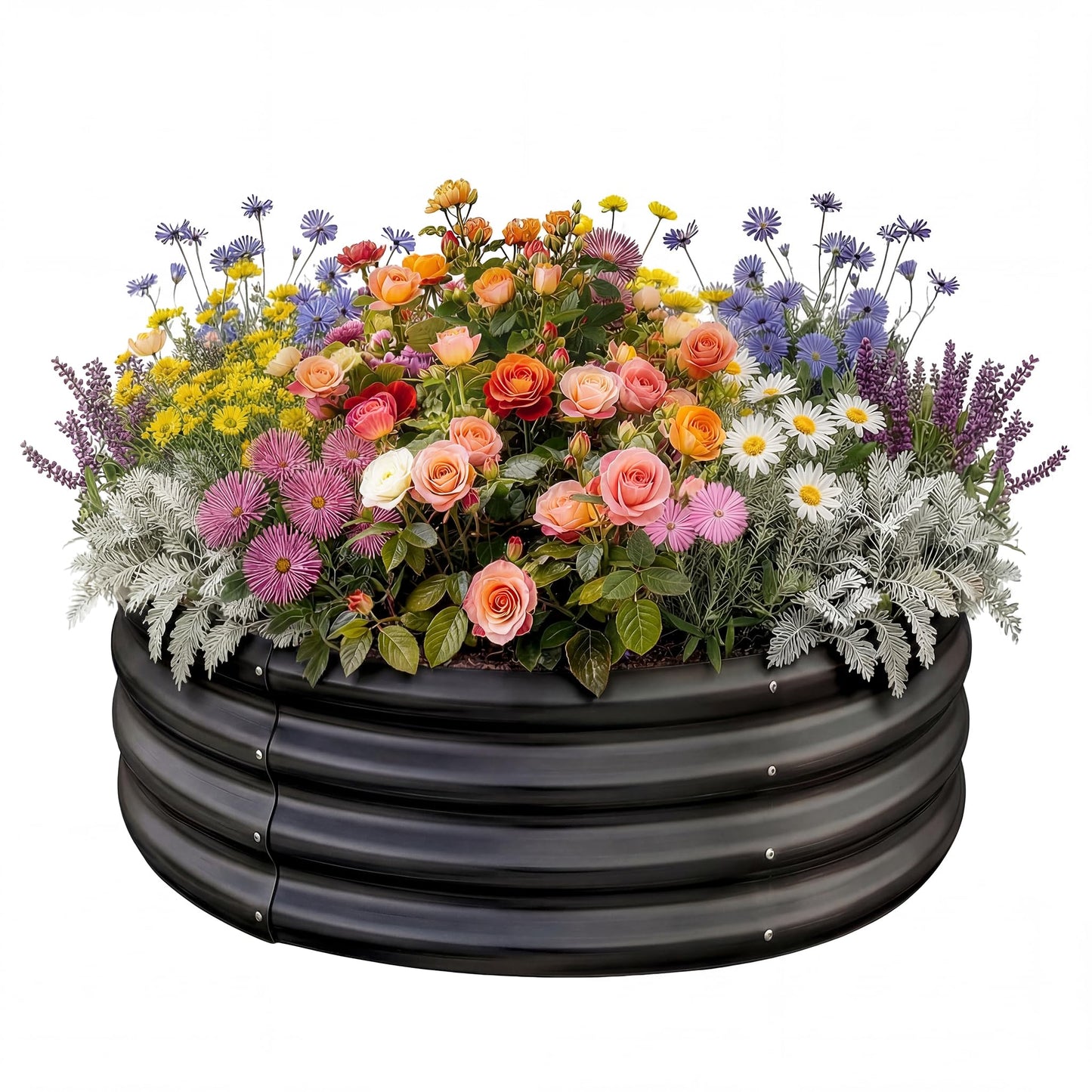 Land Guard Galvanized Raised Garden Bed Kit, Galvanized Planter Raised Garden Boxes Outdoor, Round Large Metal Raised Garden Beds for Vegetables ……