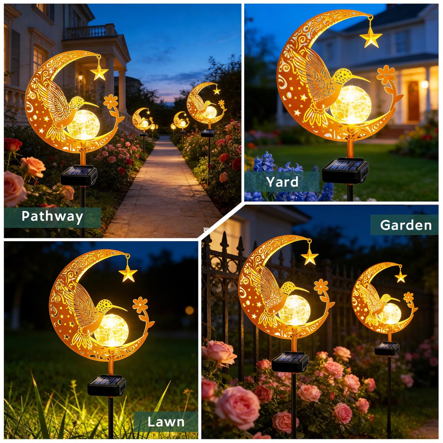 ZNYCYE Solar Lights Outdoor Decorative Moon Solar Stake Lights Pathway Lights Gardening Gifts for Mom Grandma Friends, Fairy Garden Decor Waterproof for Walkway, Yard, Lawn, Patio