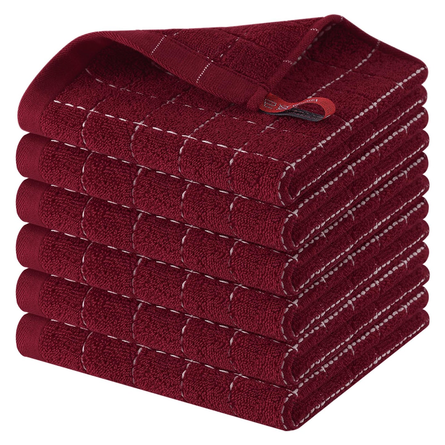 Homaxy 100% Cotton Terrycloth Check Design Dish Cloths & Dish Towels, Soft and Absorbent, Perfect for Kitchen Drying and Washing