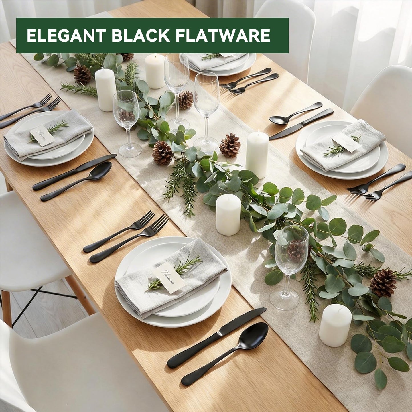 49-Piece Silverware Set with Organizer, Stainless Steel Flatware Utensils Set for 8, Forks and Spoons Silverware Set Cutlery Set with Steak Knives, Dishwasher Safe