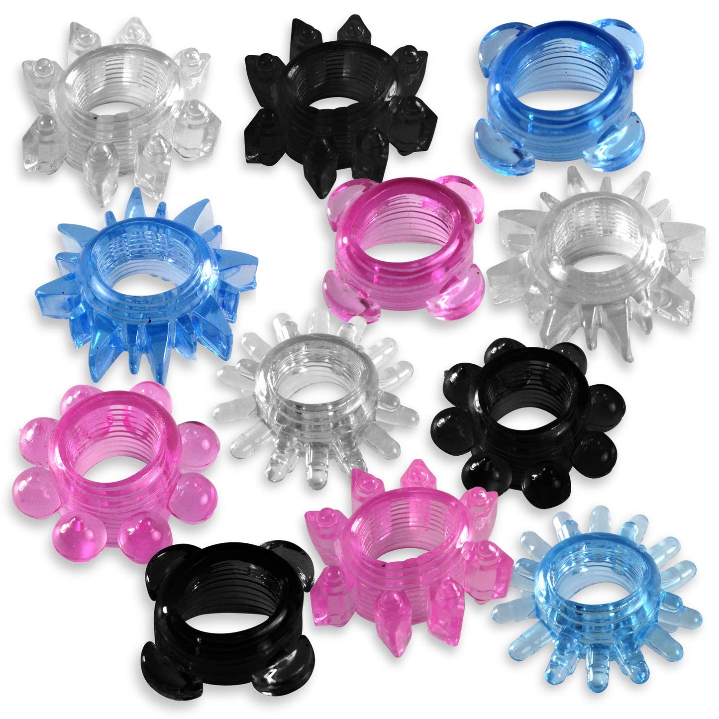LeLuv Disposable Cock Rings Random Colors and Textures Soft Stretchy Variety Pack Penis Ring