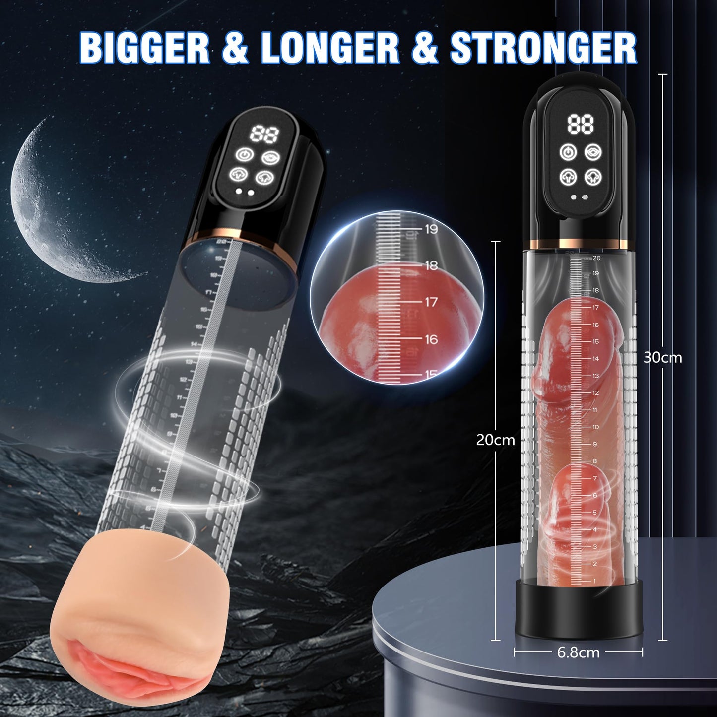 HIVEFUN Penis Pump Sex Toys - Pumps & Enlargers, Dick Pump Male Penis Vacuum Pump Electric Enlargement with 4 Suction 3 Training Modes, Cock Pump Entender Pussy Pump Adult Toys with Pocket Pussy