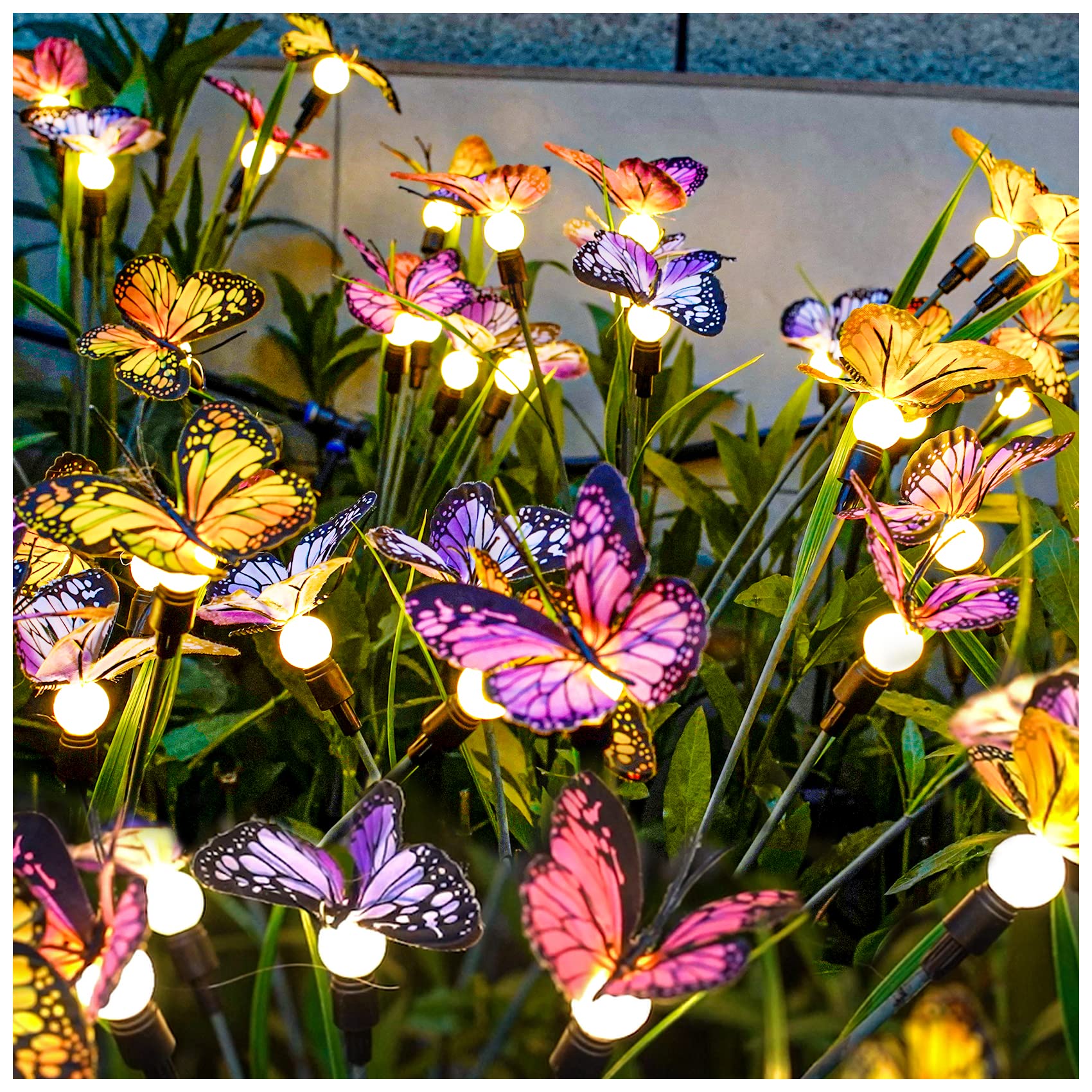 TONULAX Solar Garden Lights - Swaying Butterfly Light, Swaying in The Wind, Solar Outdoor Lights, Yard Patio Pathway Decoration, High Flexibility Iron Wire & Realistic Butterflies