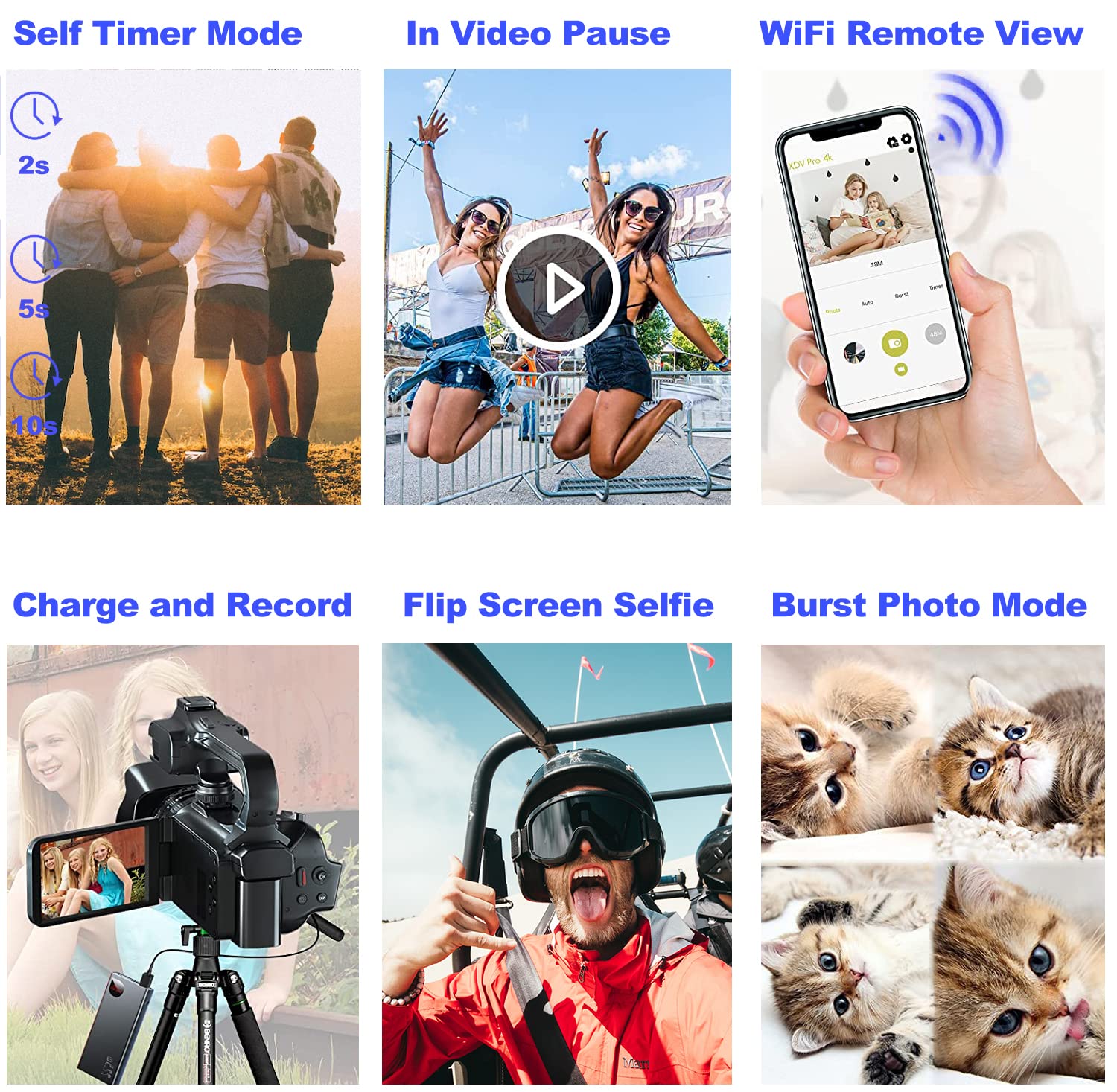 Acuvar 4K 64MP Video Camera Camcorder Auto Focus Vlogging Camera for YouTube 60FPS 18X Zoom Digital Video Camera with WiFi, Webcam, Mic, Stabilizer, 64GB SD Card, Card Reader, Remote Control
