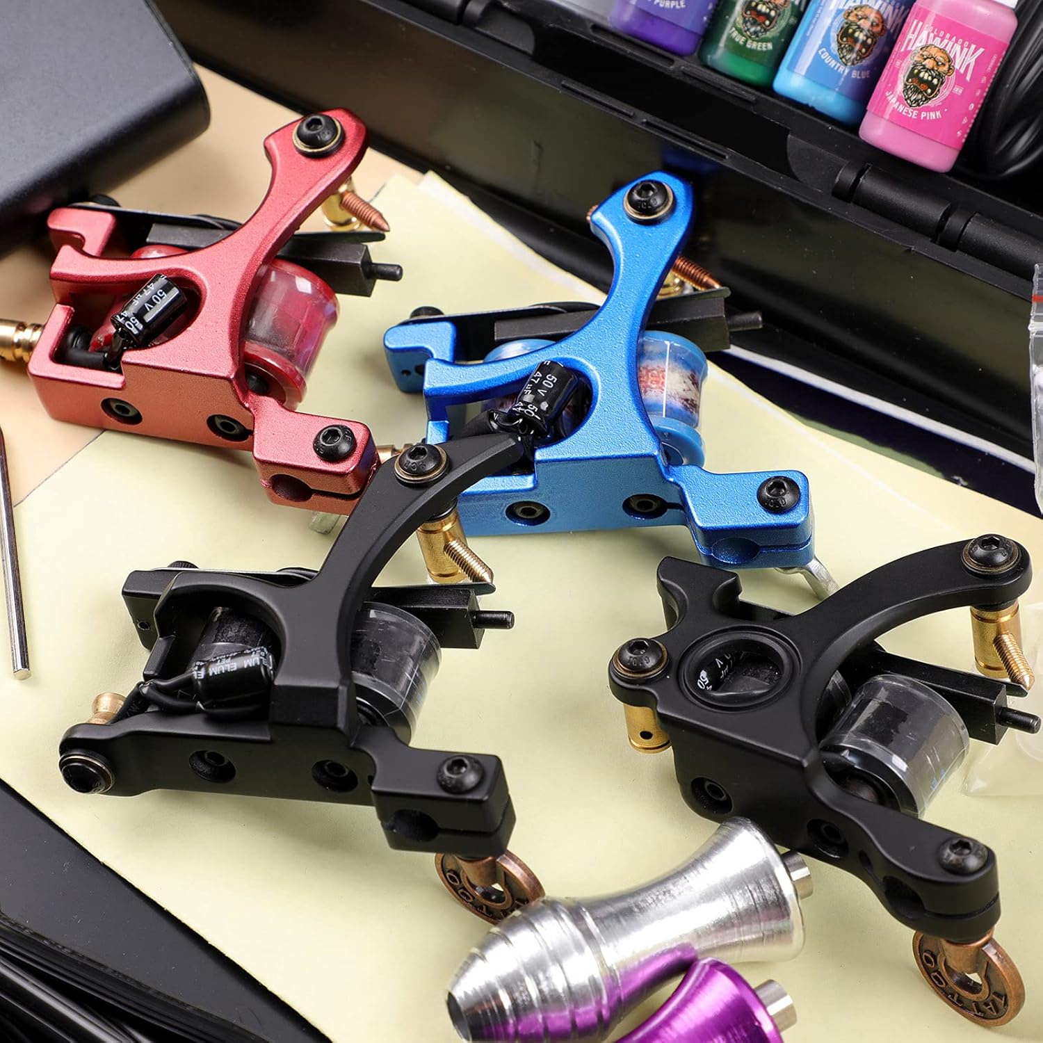HAWINK Complete Tattoo Kit 4 Standard Tattoo Machines Power Supply
