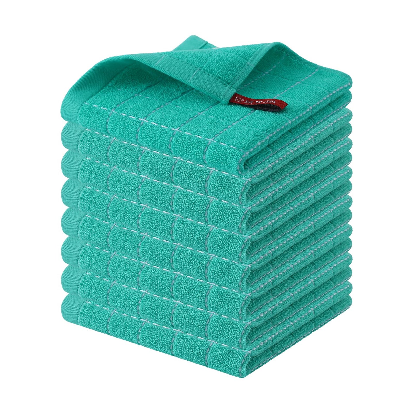 Homaxy 100% Cotton Terrycloth Check Design Dish Cloths & Dish Towels, Soft and Absorbent, Perfect for Kitchen Drying and Washing