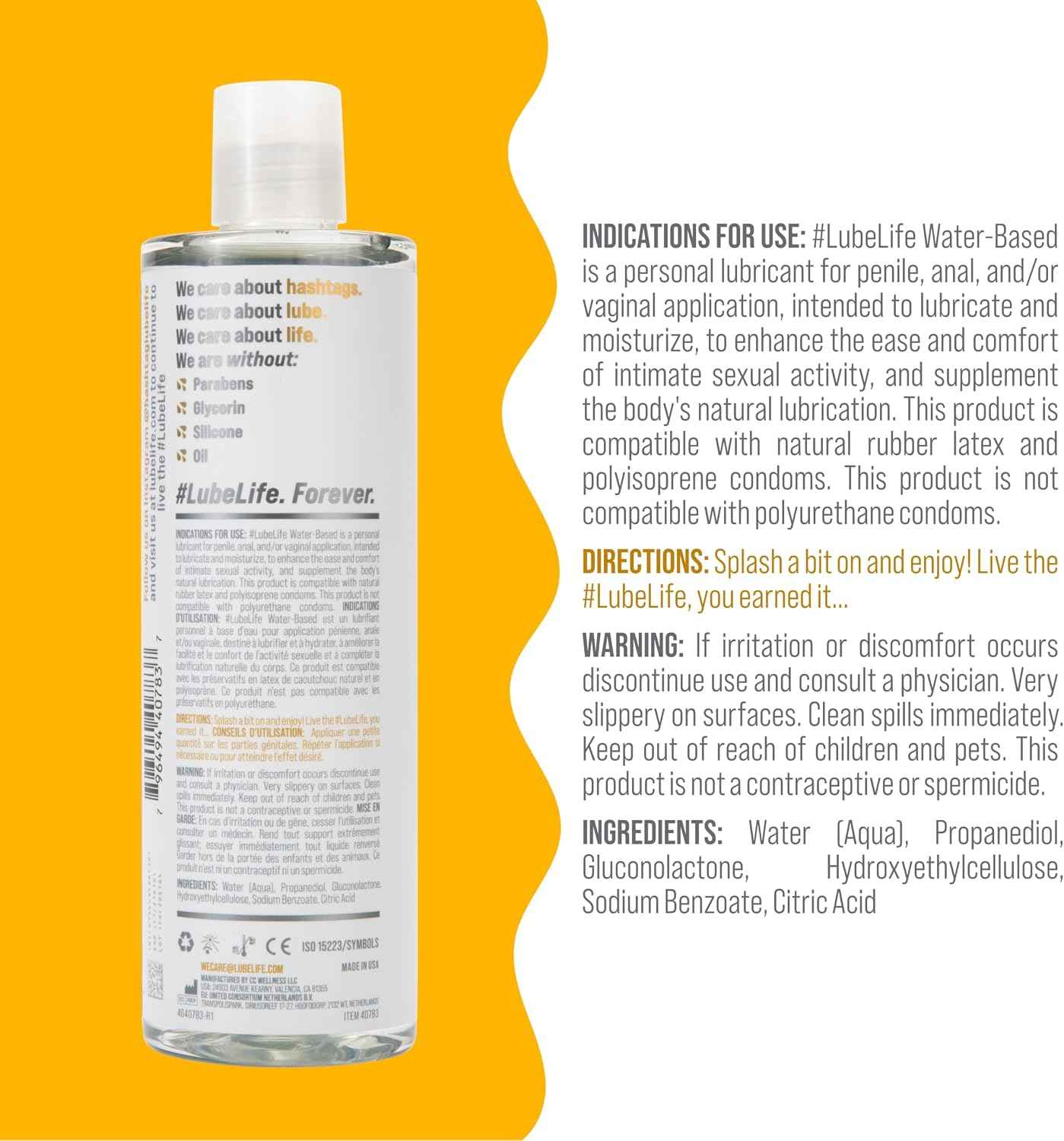 LubeLife Water-Based Personal Lubricant for Men, Women, and Couples