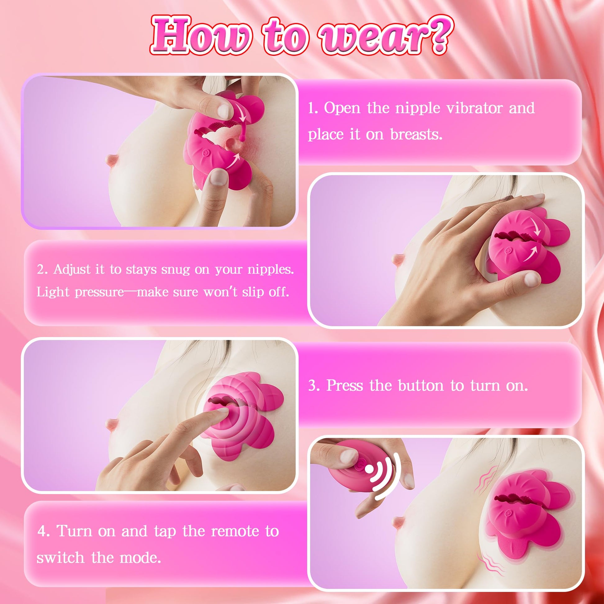 Nipple Toys Vibrator for Women, Vibrating Nipple Clamps Adult Toys