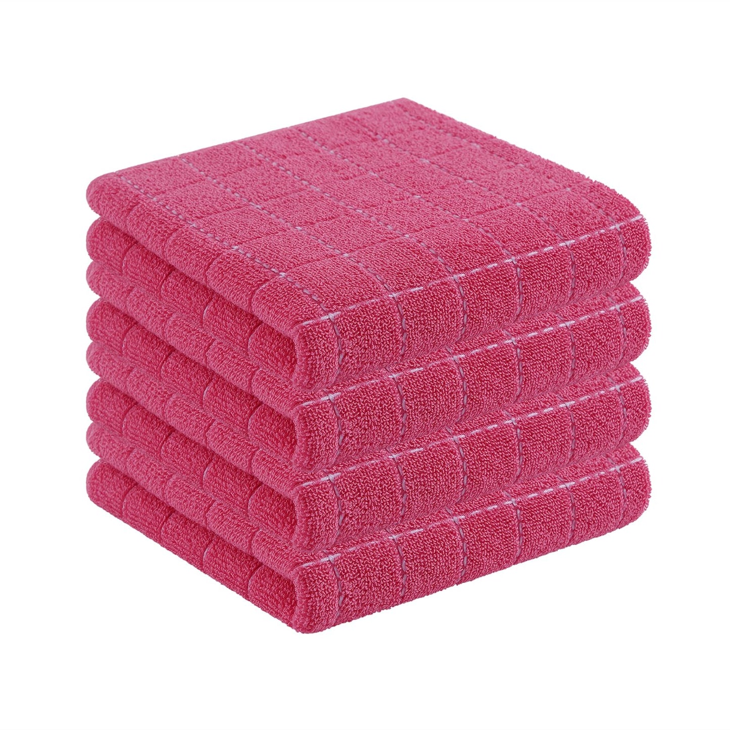 Homaxy 100% Cotton Terrycloth Check Design Dish Cloths & Dish Towels, Soft and Absorbent, Perfect for Kitchen Drying and Washing