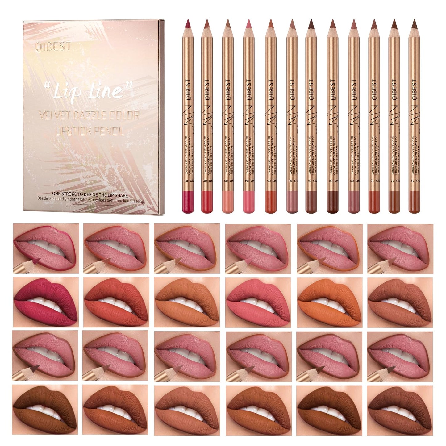 QiBest Matte Liquid Lipstick Makeup Set Kit, Long Lasting Waterproof Mate Lip Gloss Set Lip Colors Makeup Kit for Women & Teen Girls