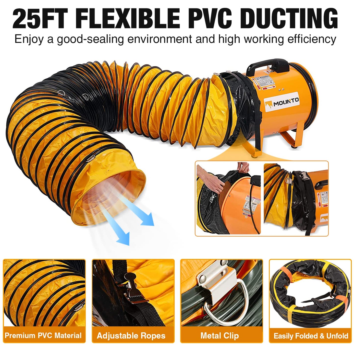 MOUNTO Combo Heavy Duty Cylinder Fan with 25-Foot Vinyl Hose