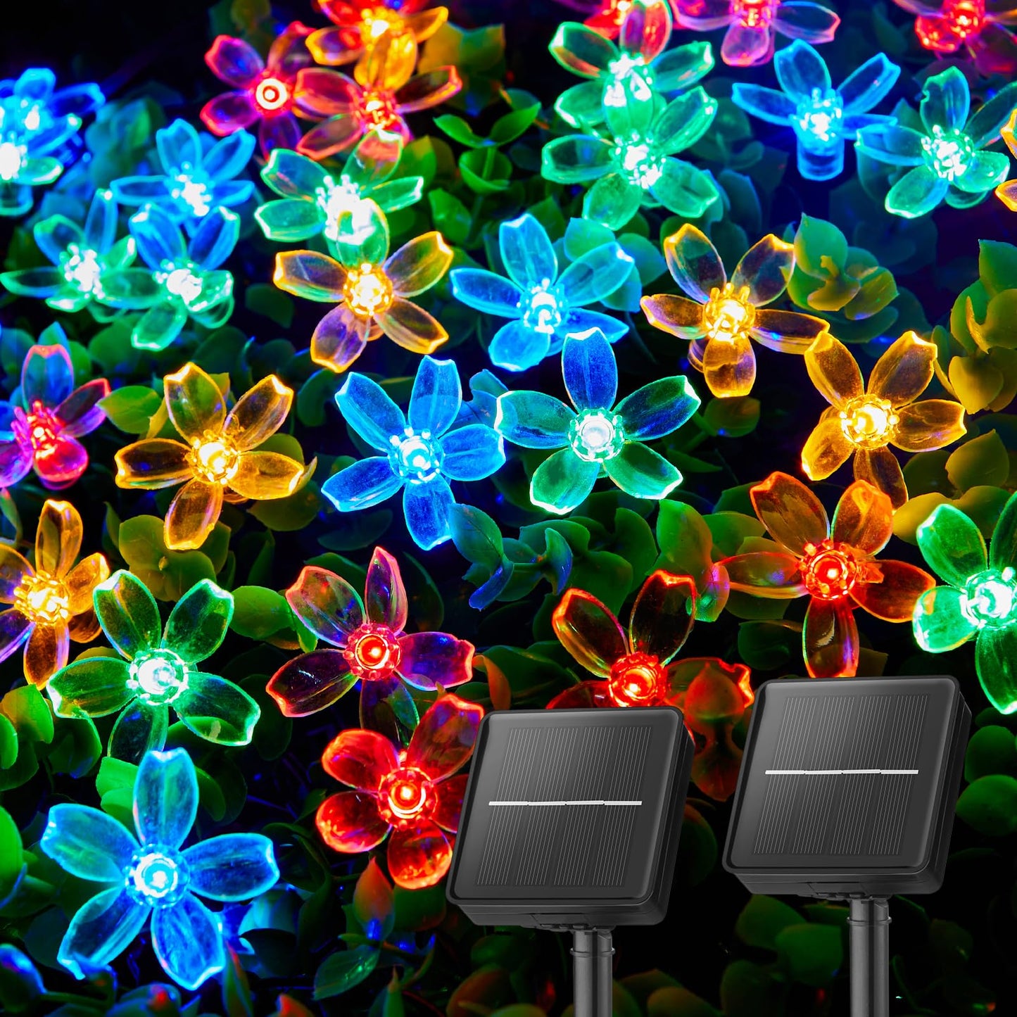 Brightown 60 LED Flower Solar String Lights Outdoor Waterproof Fairy Lights for Garden Yard Fence Patio Party Christmas Tree Wedding