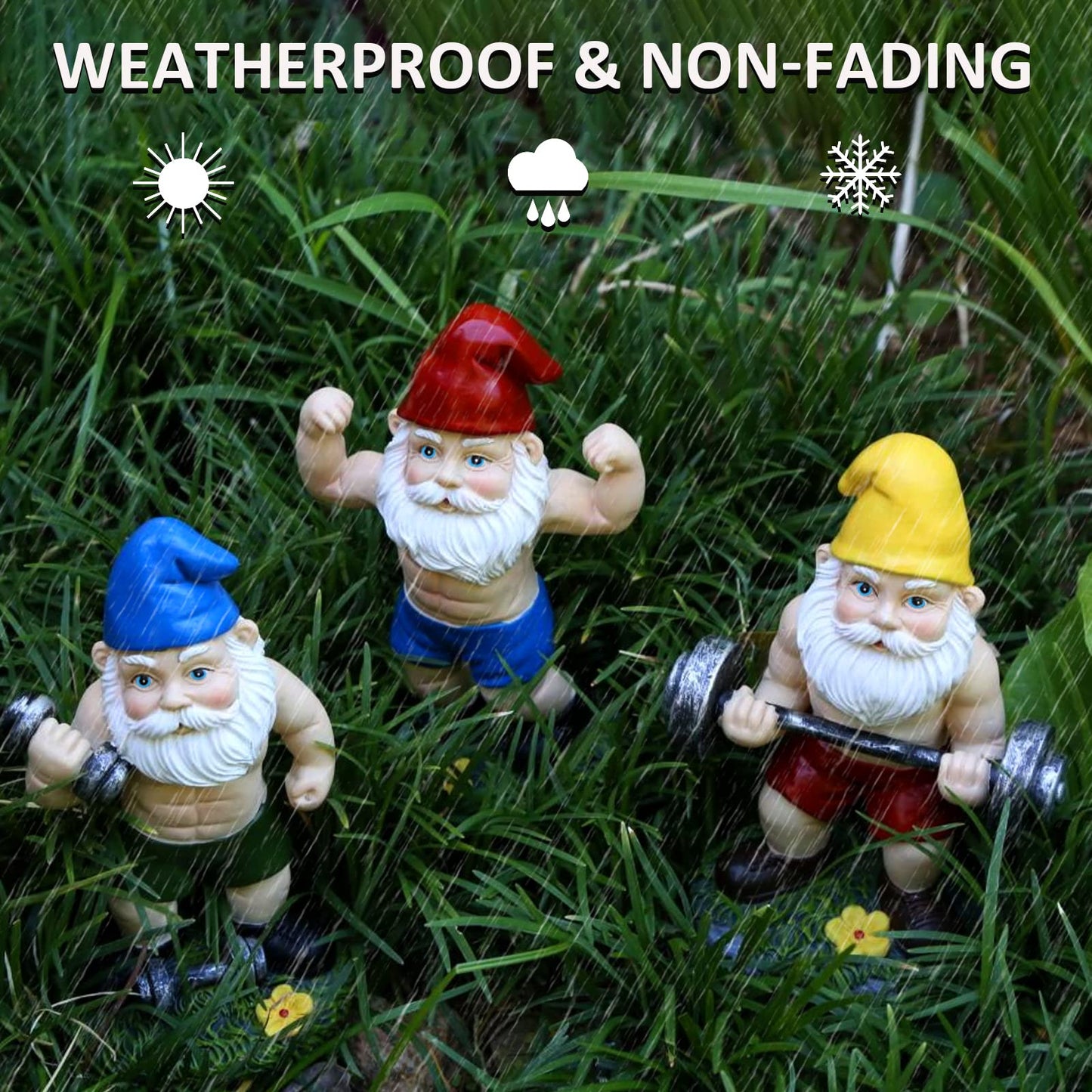 Mrsivrop Garden Fitness Gnomes Statues Decor - Gnome Statues and Figurines for Outside Inside, Funny Garden Gnomes, Large Gnomes Decorations for Outdoor, Yard, Patio