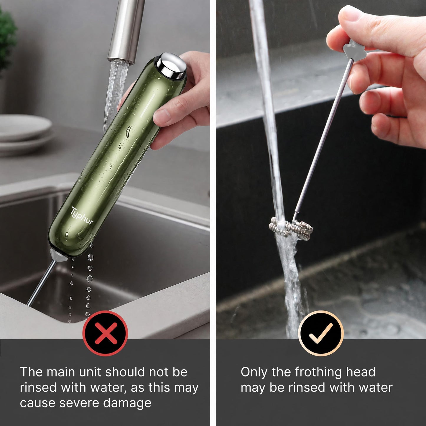 InstaWhisk Milk Frother with Variable Speed, Rechargeable Coffee Frother Wand with Detachable Double Whisk, Handheld Electric Stirrer for Latte, Cappuccino, Almond Milk, Protein
