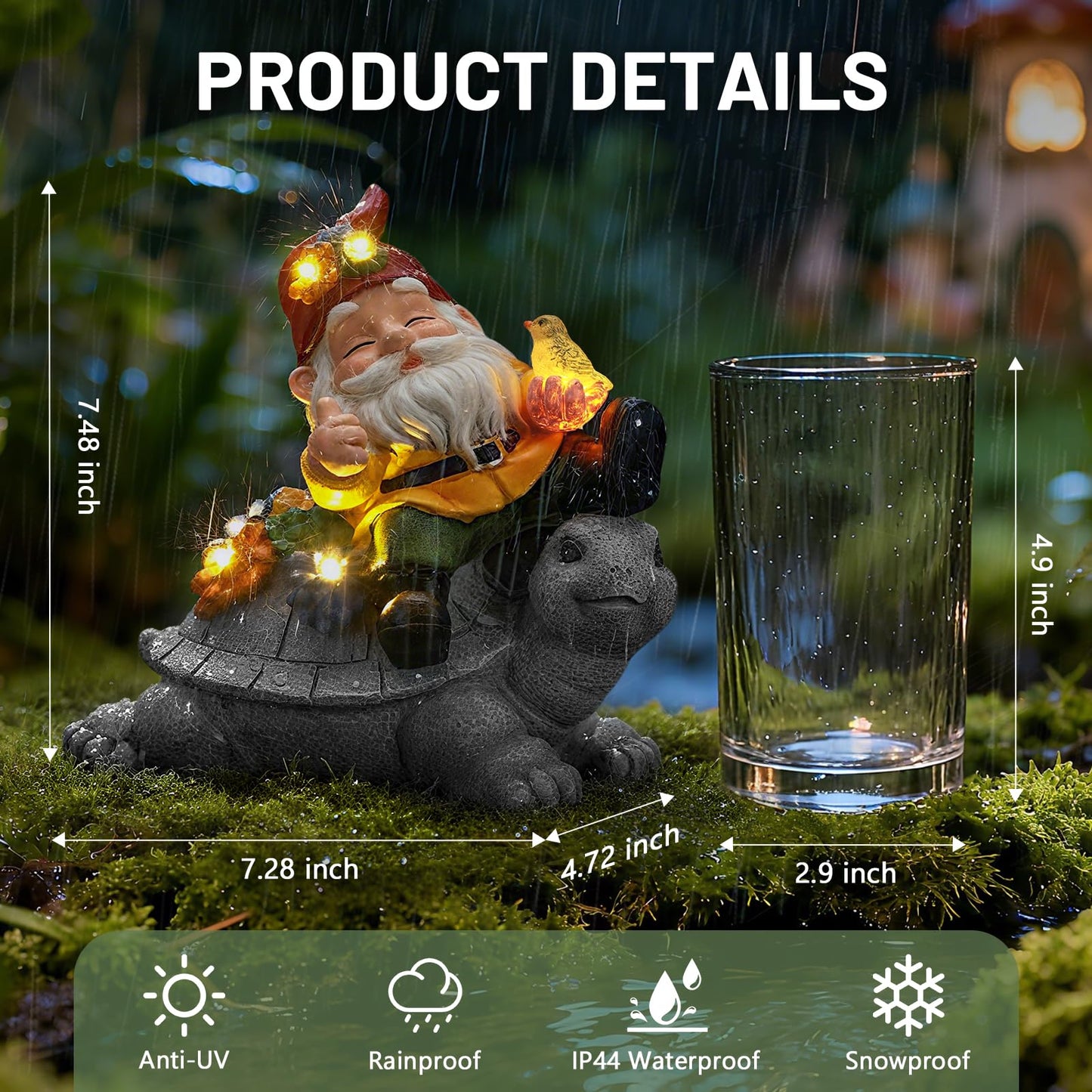 Ayadon Solar Garden Animal Lantern Statue Figurine Lights Decor for Patio Yard