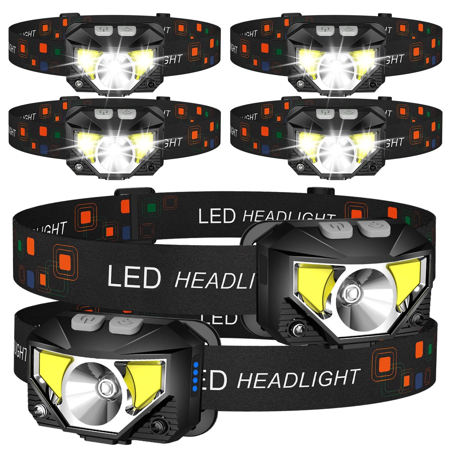 LHKNL Headlamp Flashlight, 1200 Lumen Ultra-Light Bright LED Rechargeable Headlight with White Red Light, Waterproof Motion Sensor Head Lamp, 8 Modes for Outdoor Camping Running Cycling Fishing