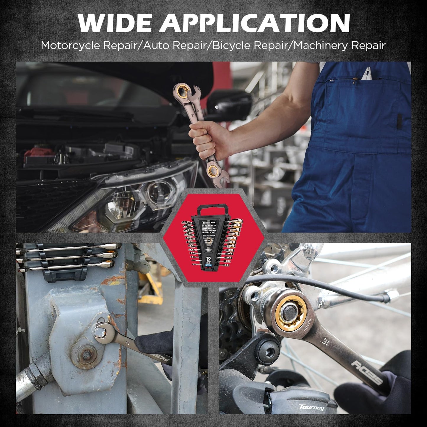 SEDY Combination Wrench Set with Magnetic Organizer