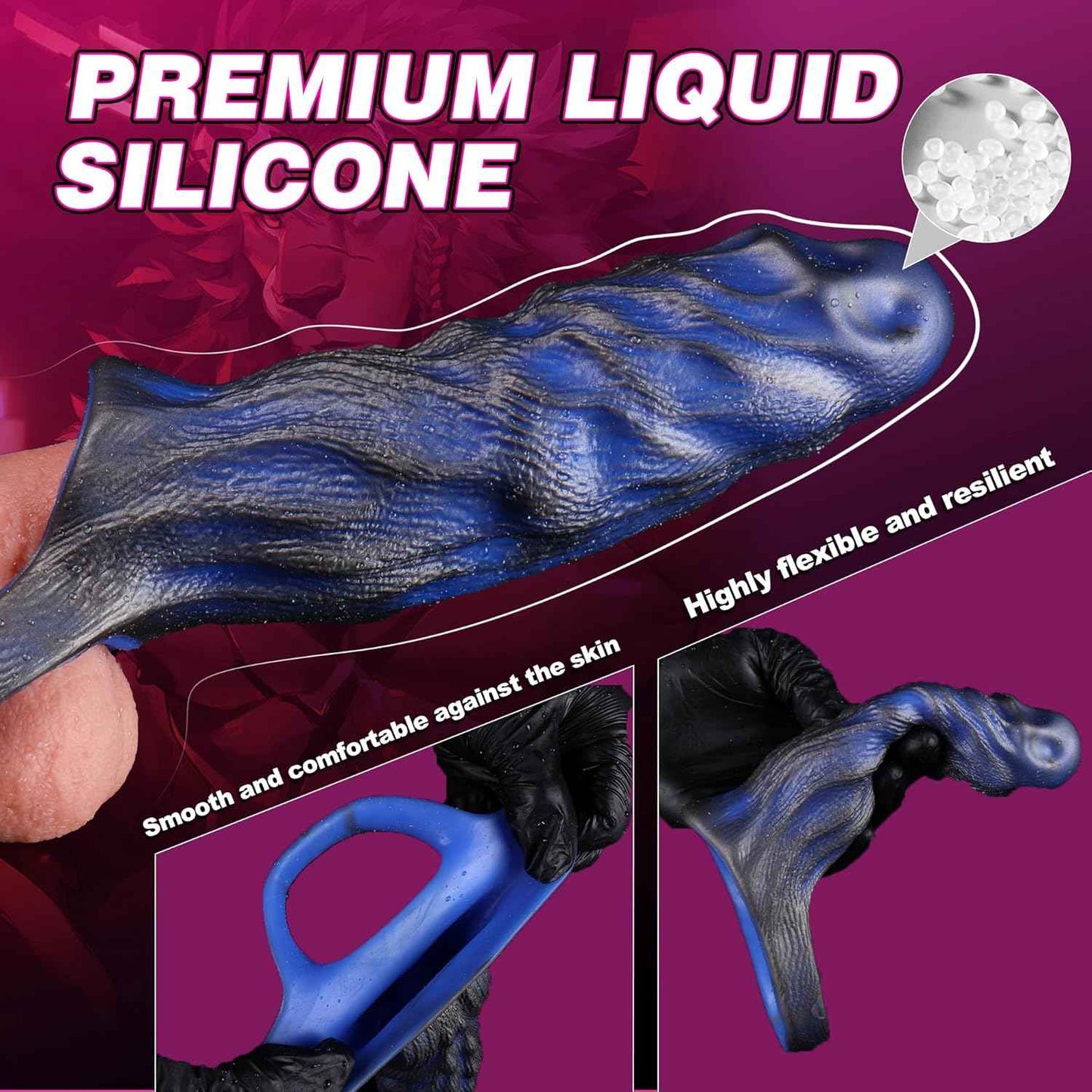 Penis Sleeve Extender Sex Toy for Men, Monster Knot Dildo Cock Ring Girth Enhancer Sleeve, Pennis Extender Liquid Silicone Penis Stretcher & Enlarger, Cock Extender for Enhanced Pleasure for Couples