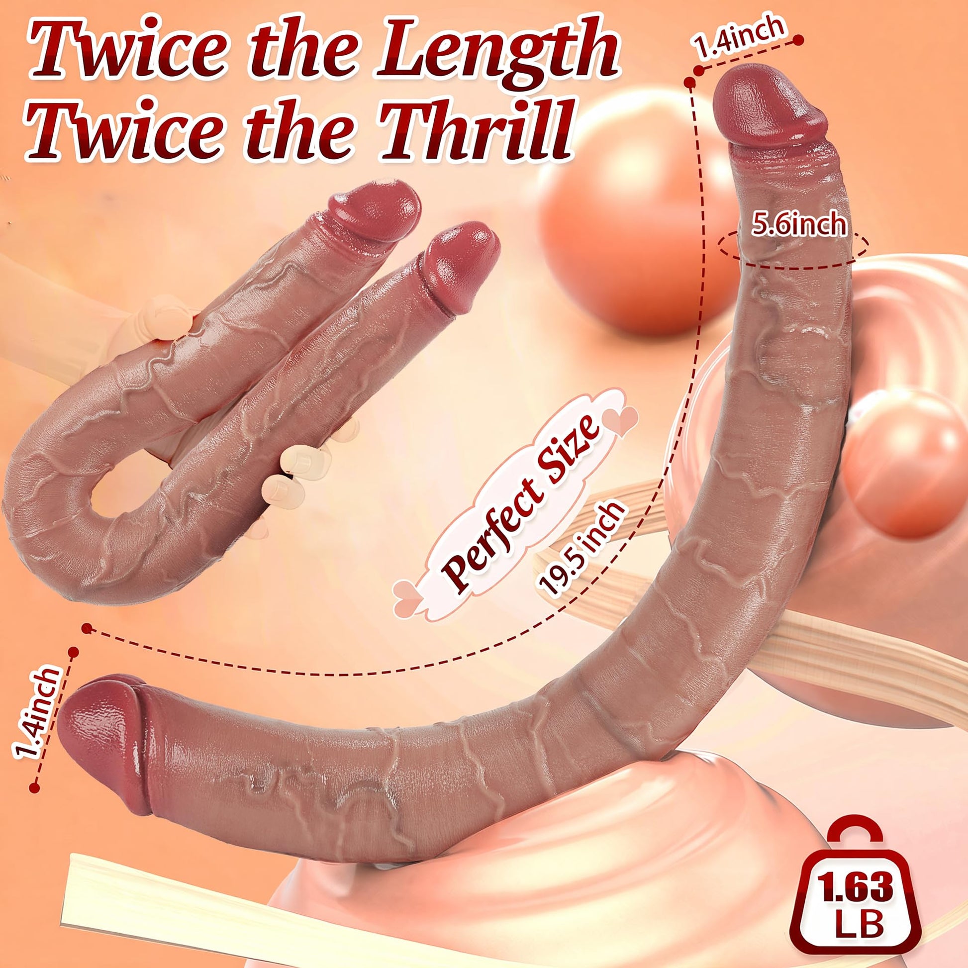 Long Double Dildo Sex Toys - 19.7" Realistic Double Sided Dildo for Lesbian Sex Toys, Silicone Huge Thick Dildos G Spot and Anal Sex Toys for Women & Couples