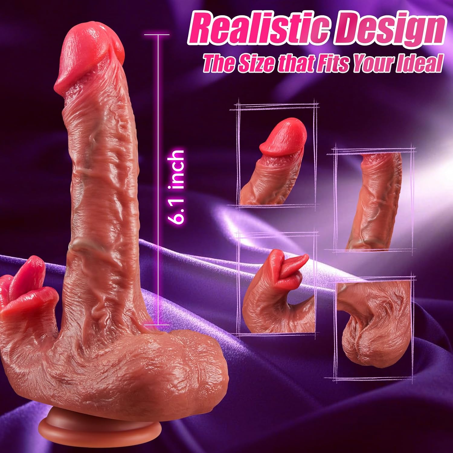 Jaffen LYYJ-GY-01 Thrusting Dildo Vibrator 8.5-inch Realistic Tongue