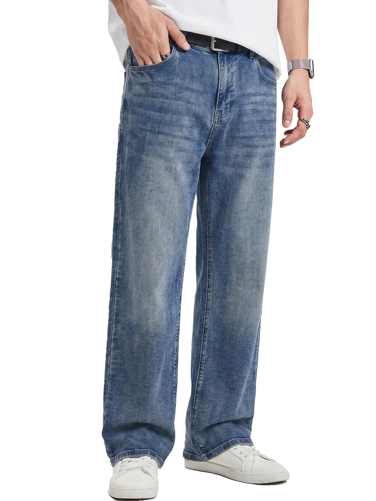 JMIERR Mens Baggy Jeans Stretch Casual Loose Fit Jeans Streetwear Denim Pants
