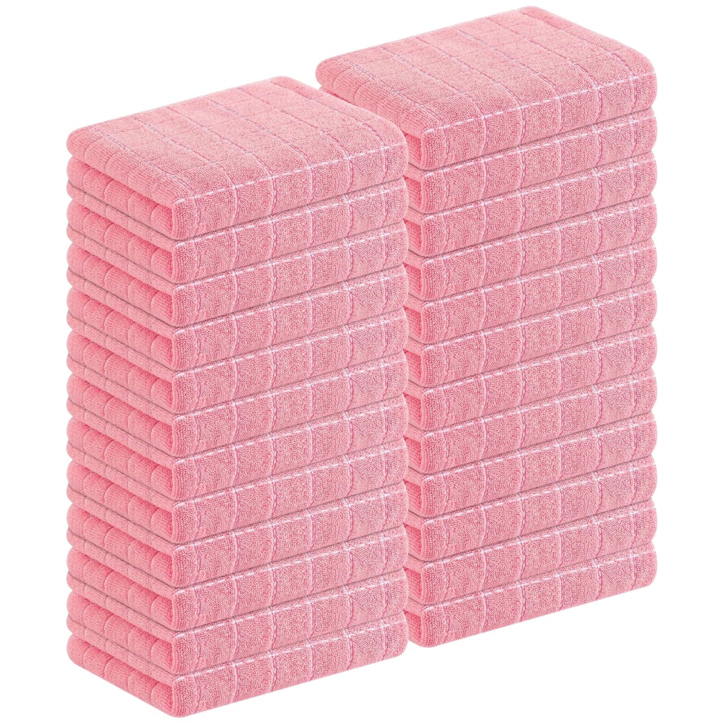 Homaxy 100% Cotton Terrycloth Check Design Dish Cloths & Dish Towels, Soft and Absorbent, Perfect for Kitchen Drying and Washing
