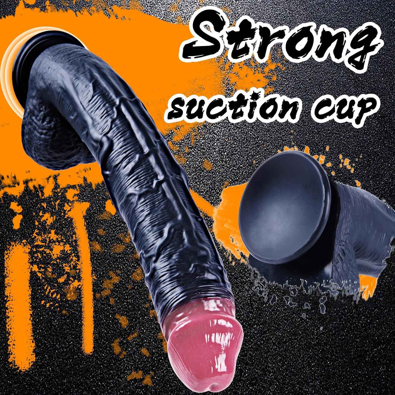 hainuo Realistic Silicone Dildo with Suction Cup Black